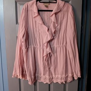 Soft Pink Ruffled Women's Blouse - Notations